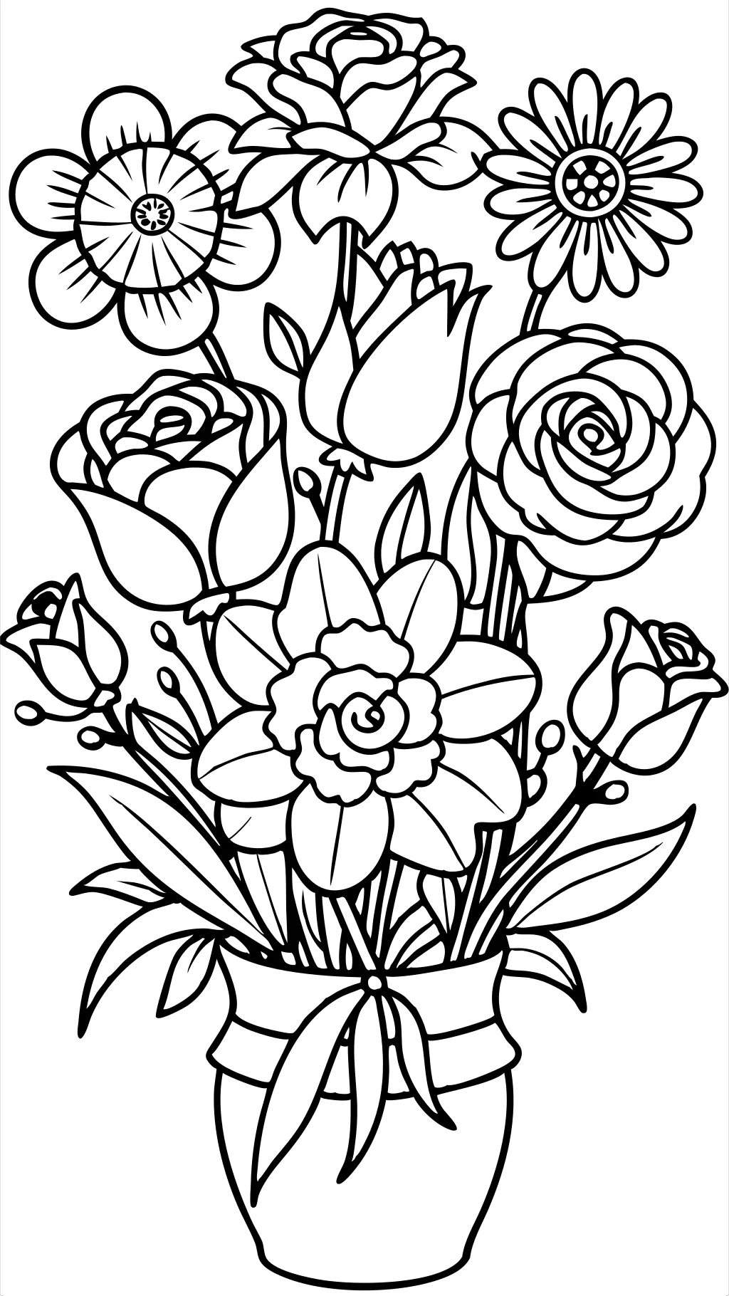 bouquet flowers coloring page